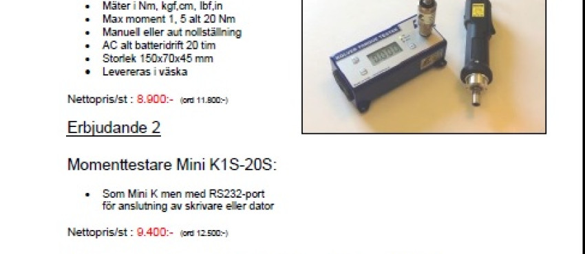 Momenttestare Mini K -15